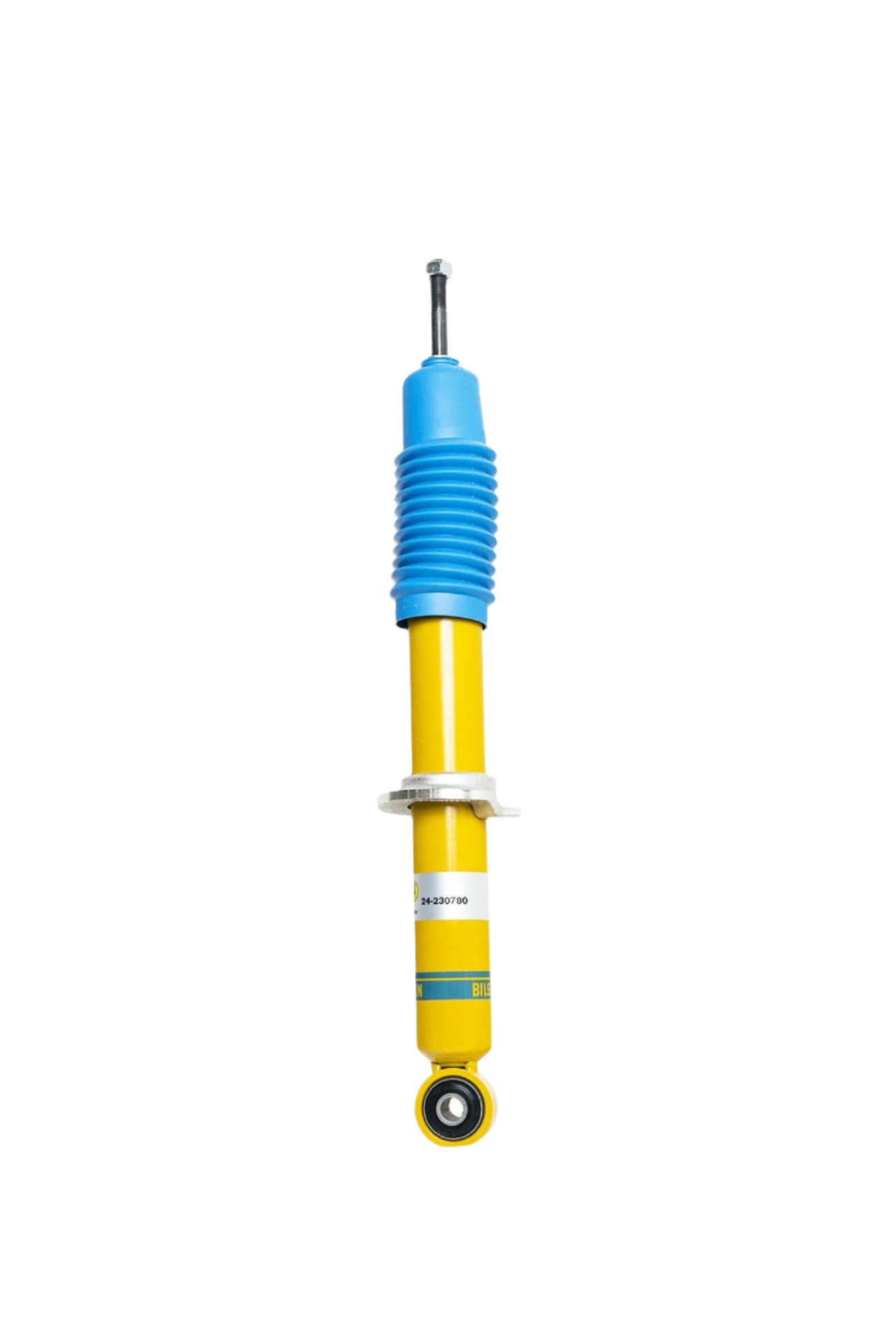 Shock absorber with blue top and yellow body on a white background