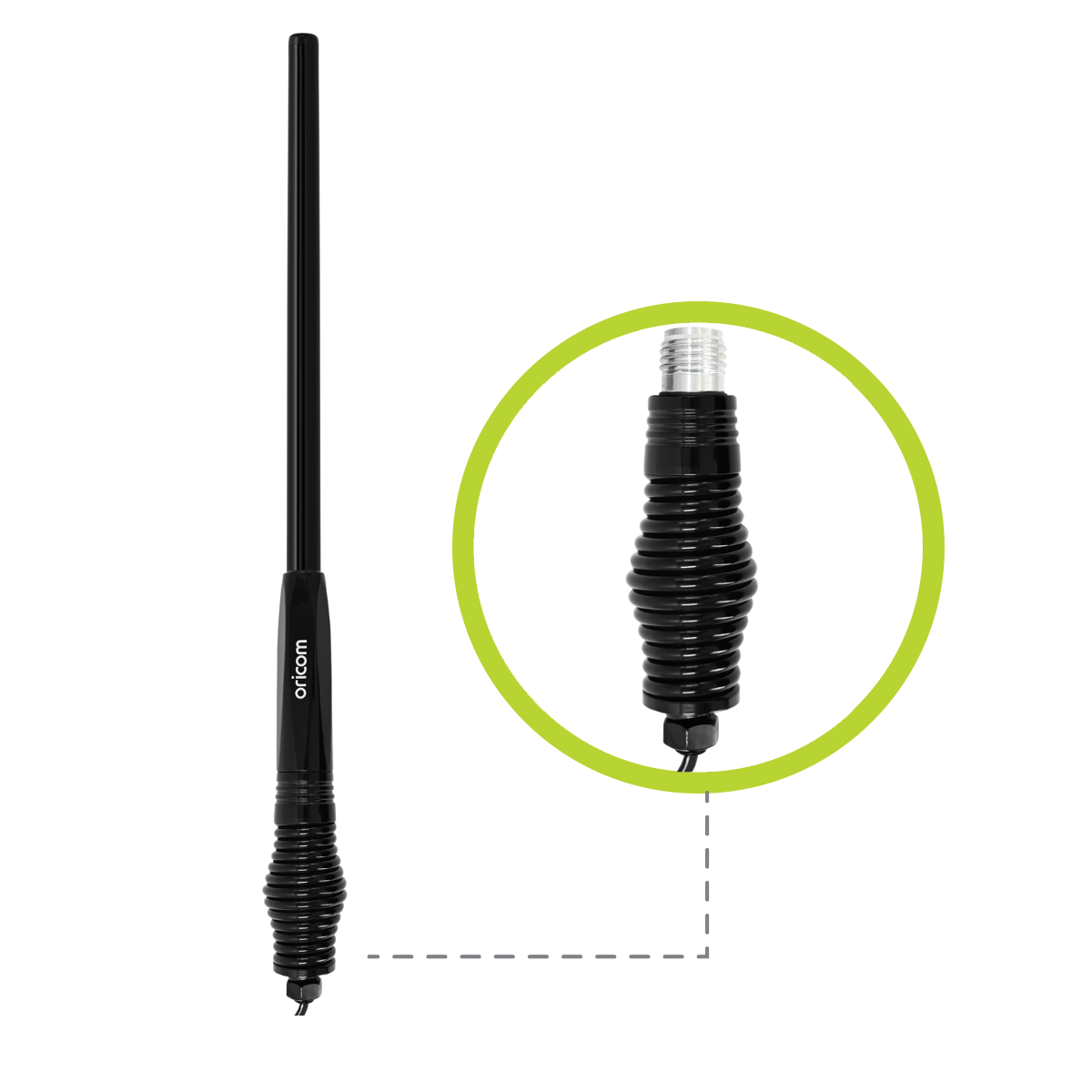 Anu916 3dbi UHF Cb Antenna Detachable Fiberglass Whip With Heavy Duty Barrel Spring