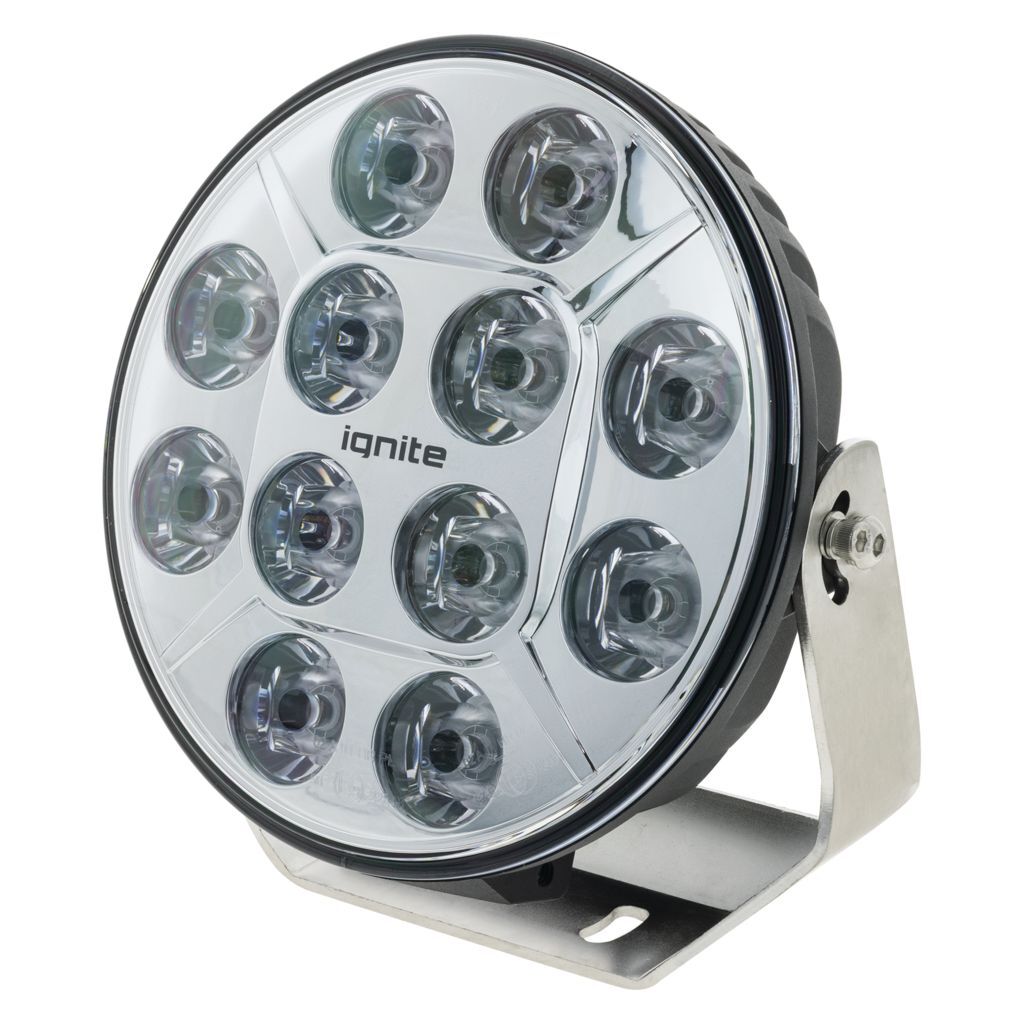 9" Led Driving Lamp Spot Beam 8 Deg 9-36v 120watt Chrome Face 12 Leds 12,000 Lumens