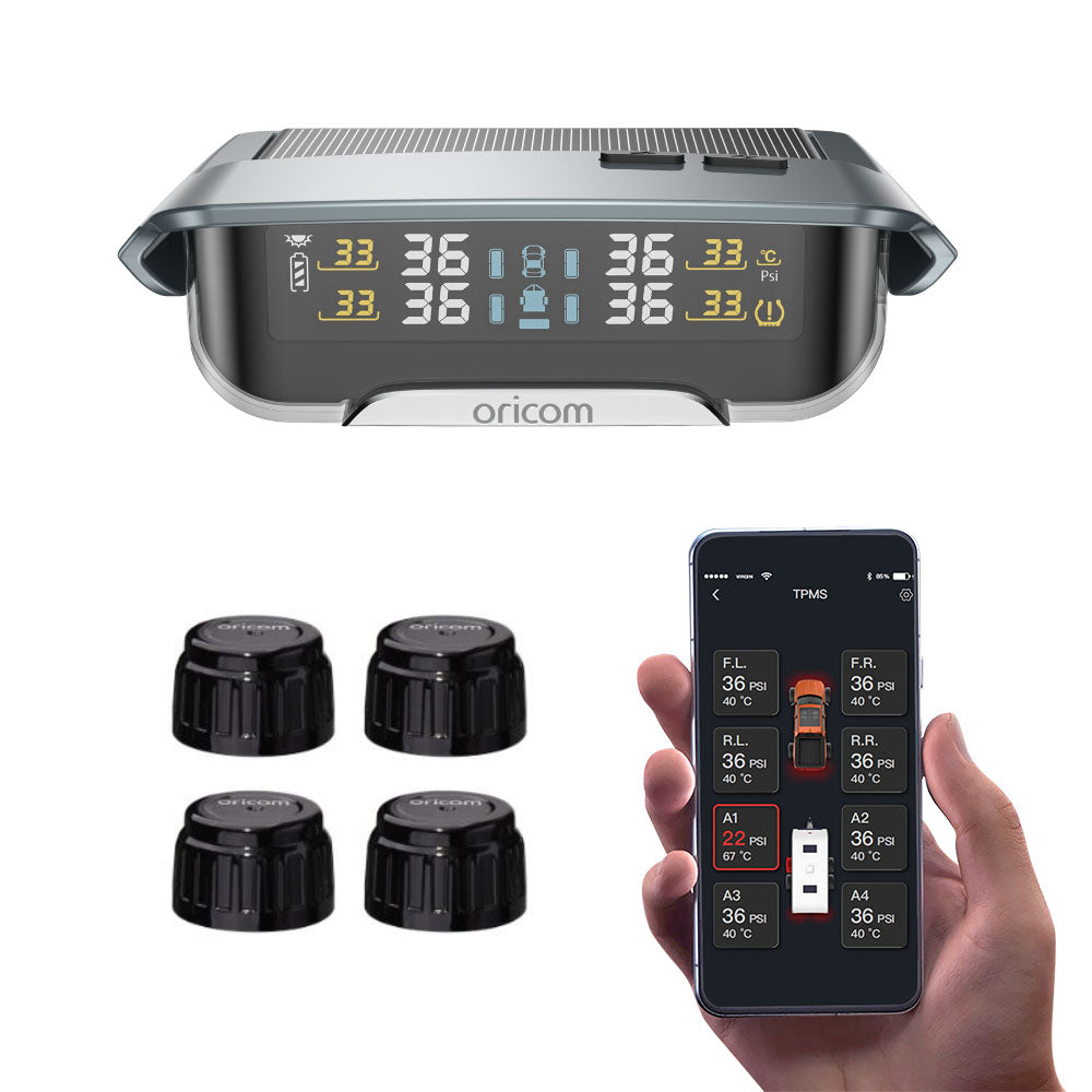 TPMS10-4E Tyre Pressure Monitoring System Incl. 4 External Sensors with APP Control Settings