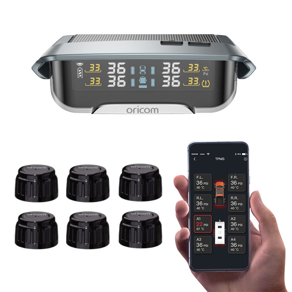 TPMS10-6E Tyre Pressure Monitoring System Incl. 6 External Sensors with APP Control Settings