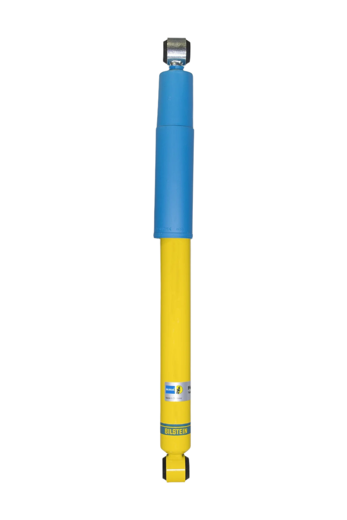 Shock absorber with blue top and yellow bottom on a white background