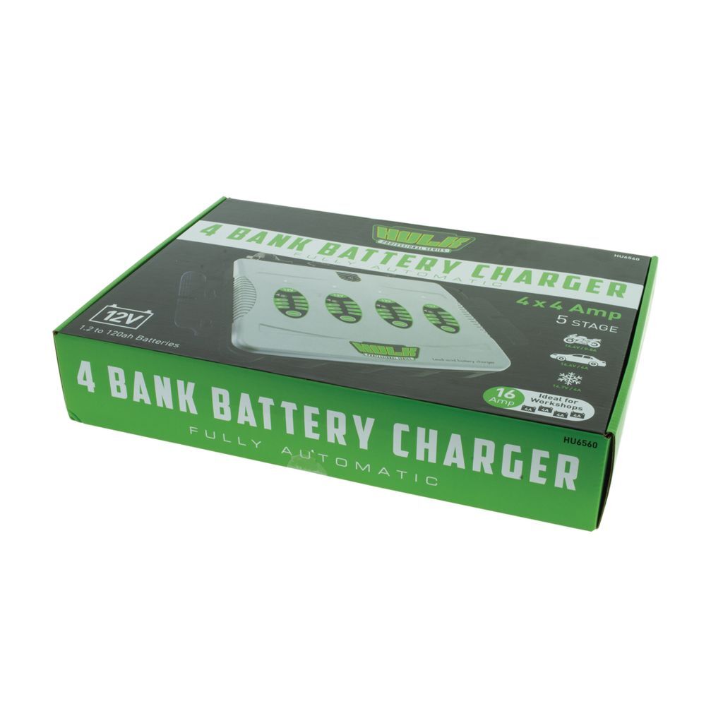 4 Bank 5 Stage Fully Automatic Battery Charger - 4 X 4 Amp 12V