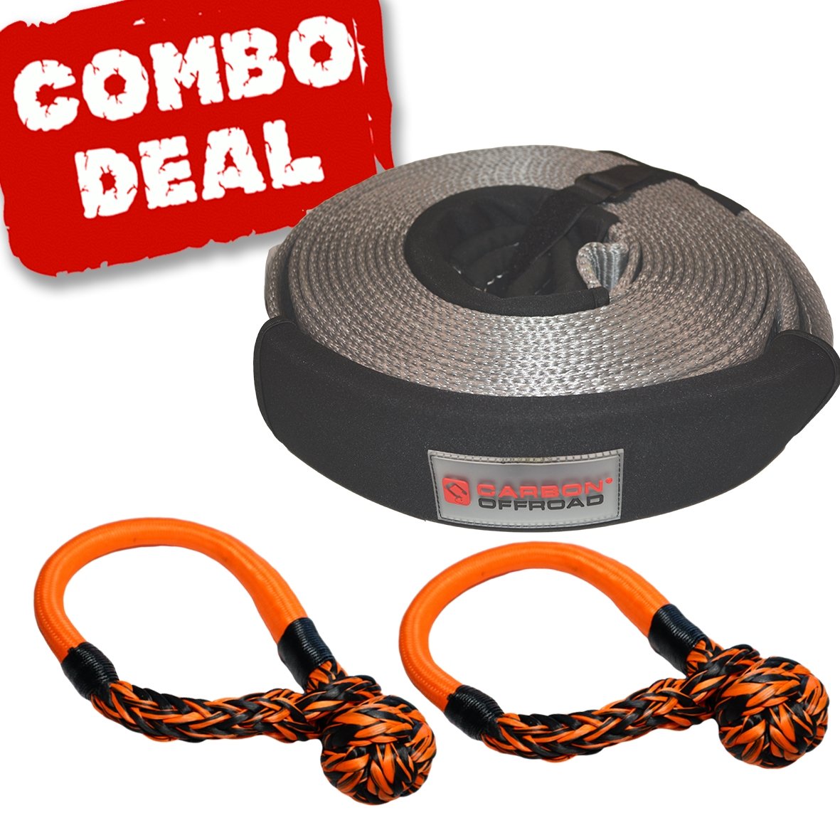 Carbon Snatch Strap and 2 x Soft Shackle Combo Deal - Carbon Offroad