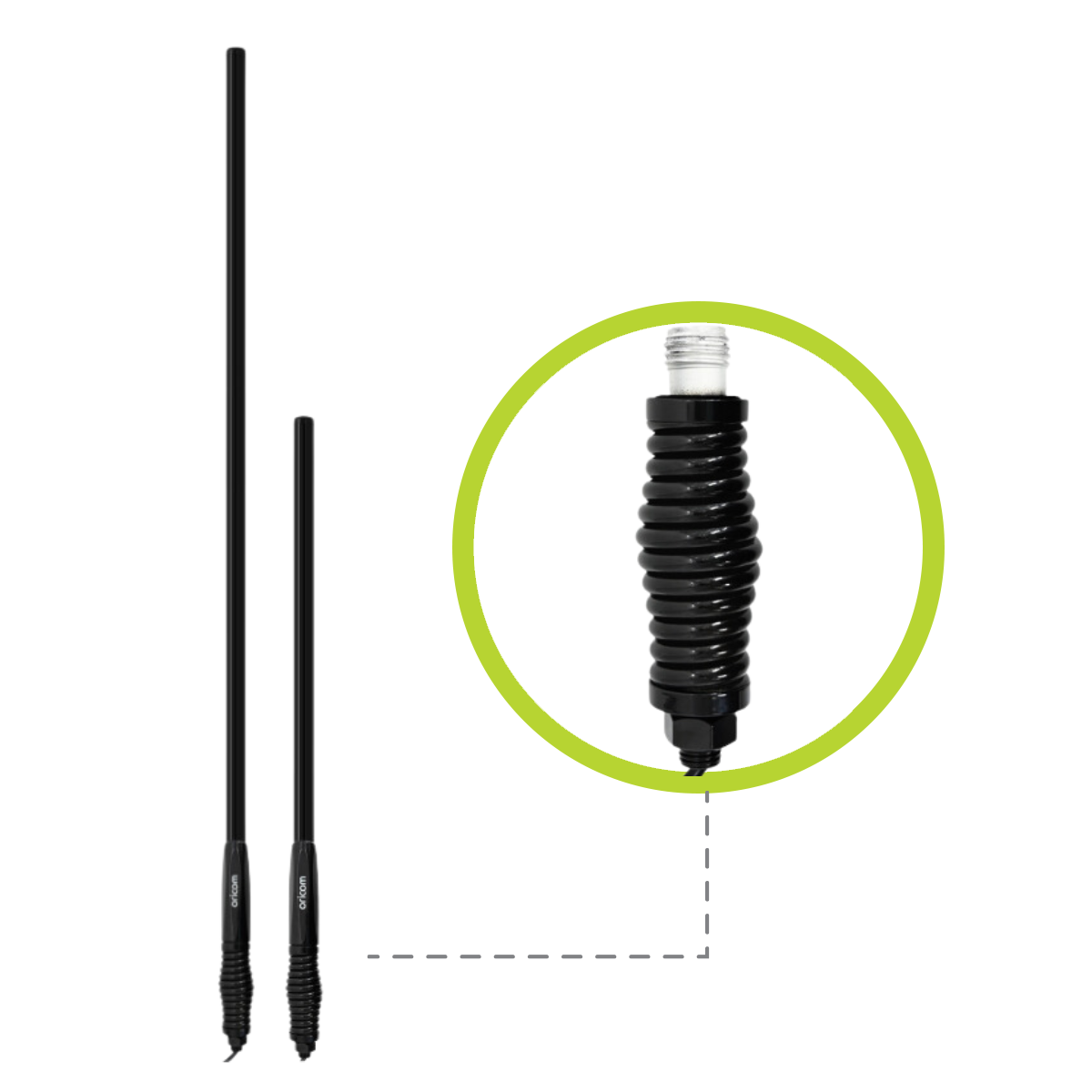 ANU806AT 2-in-1 All-Terrain UHF CB Antenna for low/high gain (3dbi/6.5dbi)