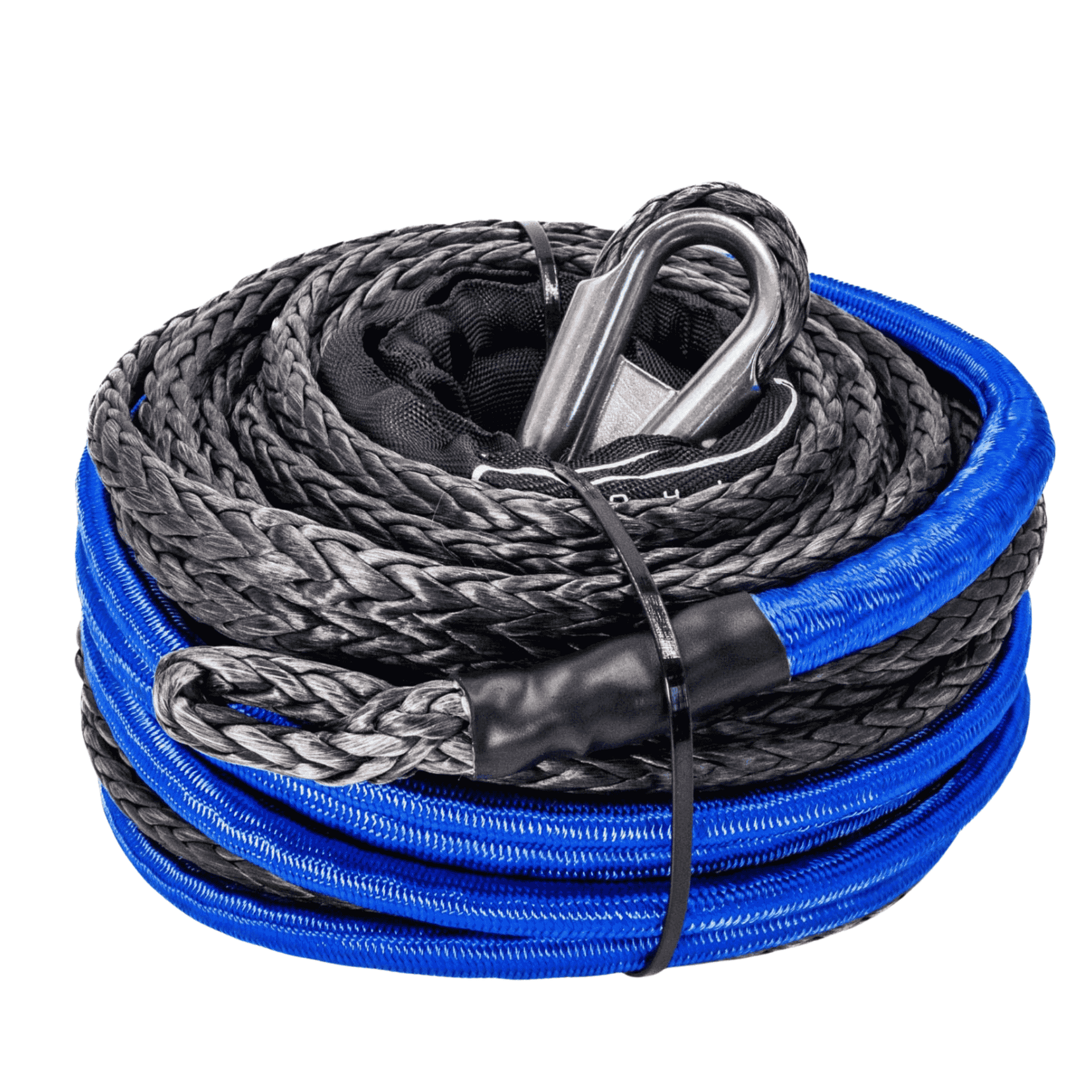 Carbon Winch 12000lb 24m X 10mm Synthetic Black Winch Rope Replacement