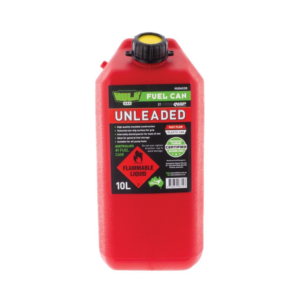 Fast Flow Plastic Fuel Can - Unleaded 10 Litre