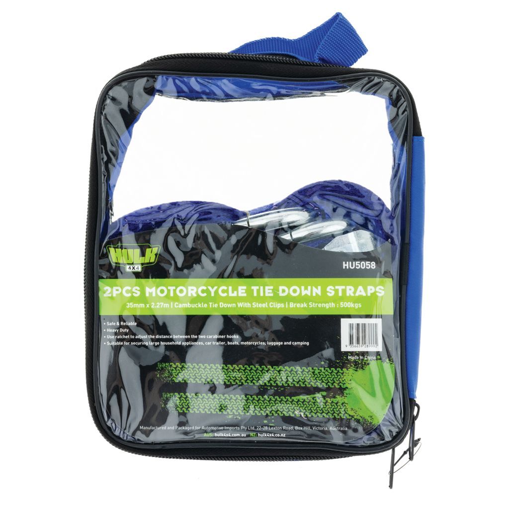 2 Piece - Motorcycle Tie Down Straps 35Mm X 2.27M