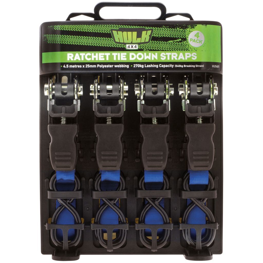 Ratchet Tiedown Straps (4Pk)