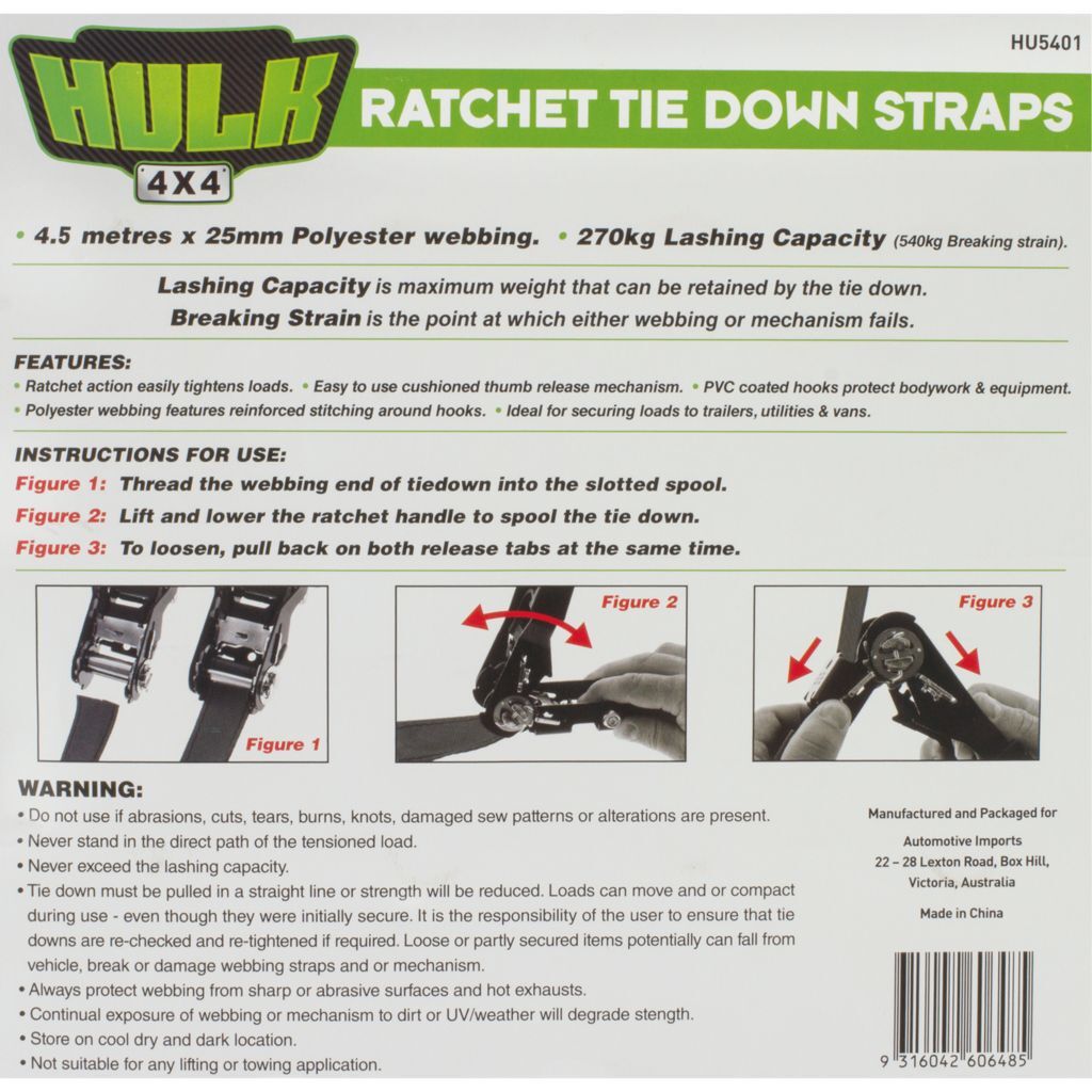 Ratchet Tiedown Straps (4Pk)