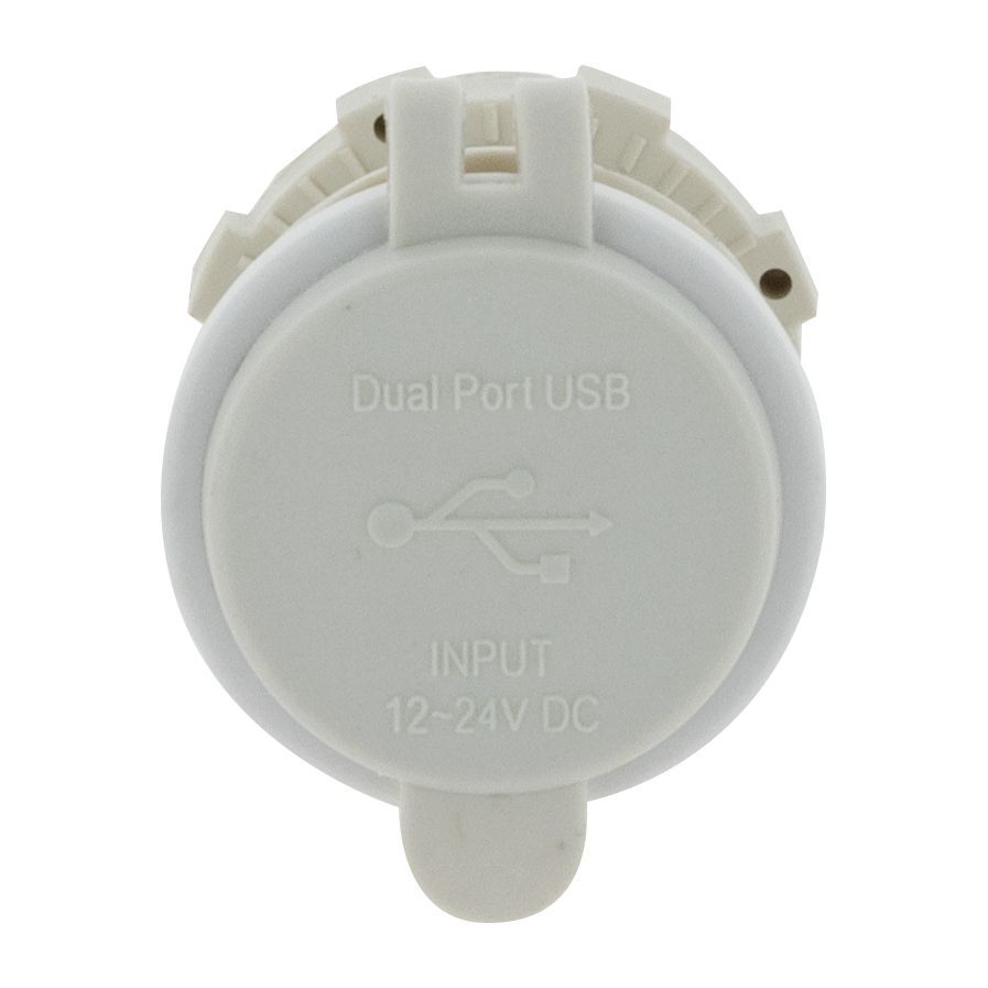 Dual USB White Socket Port 1 2.4A Port 2: Qc3.0 Non Led