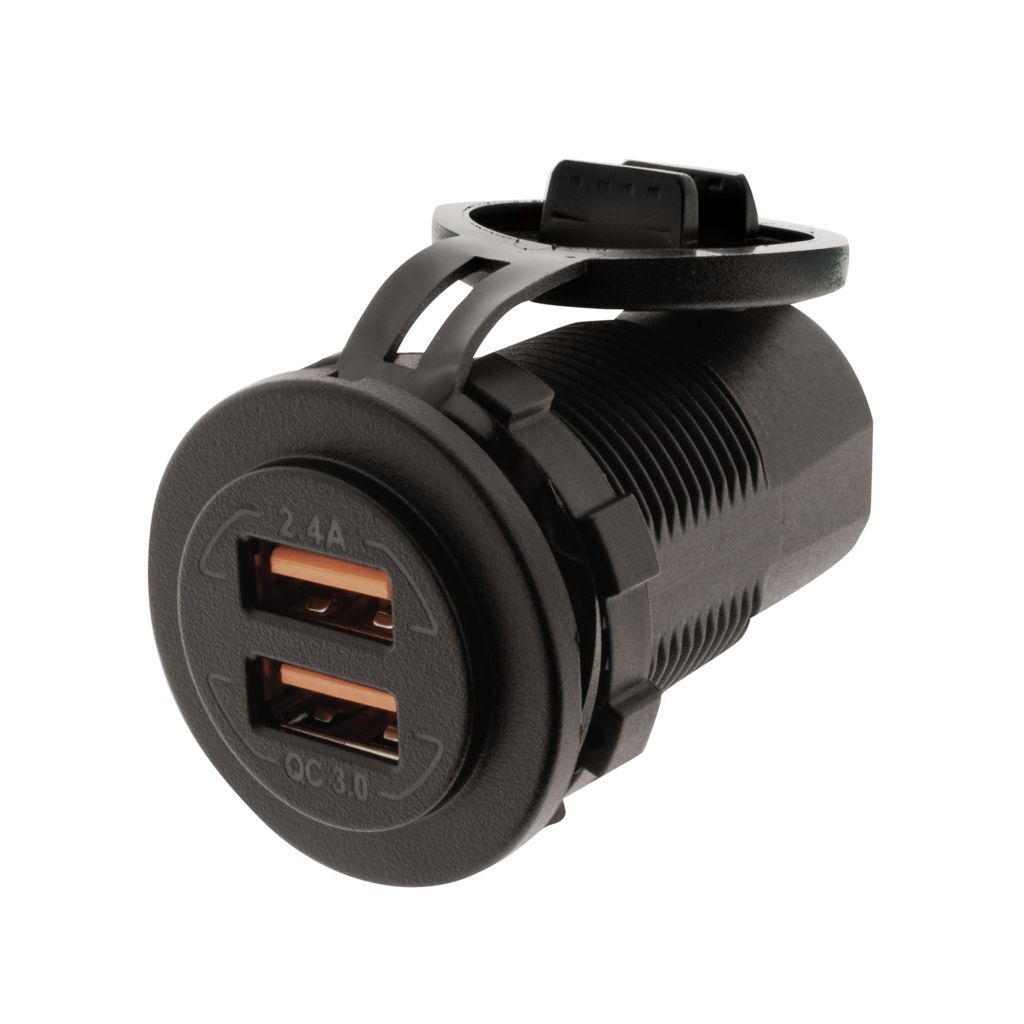 Dual Usb Socket Port A- 5V 2.4A Port B- Qc3.0 3.6-12V 18W