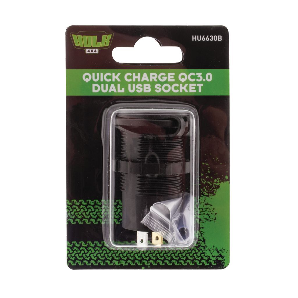Dual Usb Socket Port A- 5V 2.4A Port B- Qc3.0 3.6-12V 18W