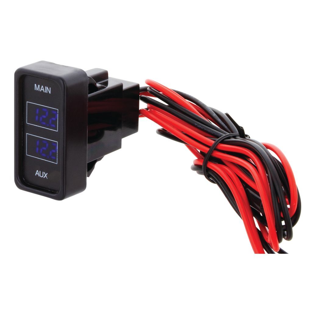 Rectangle Rocker Size Dual Voltmeter - Blue (Bulk)