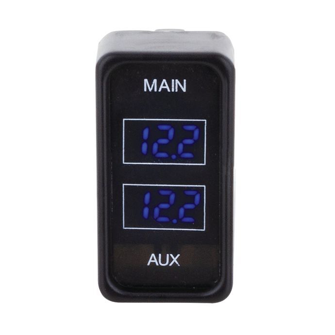 Rectangle Rocker Size Dual Voltmeter - Blue (Bulk)