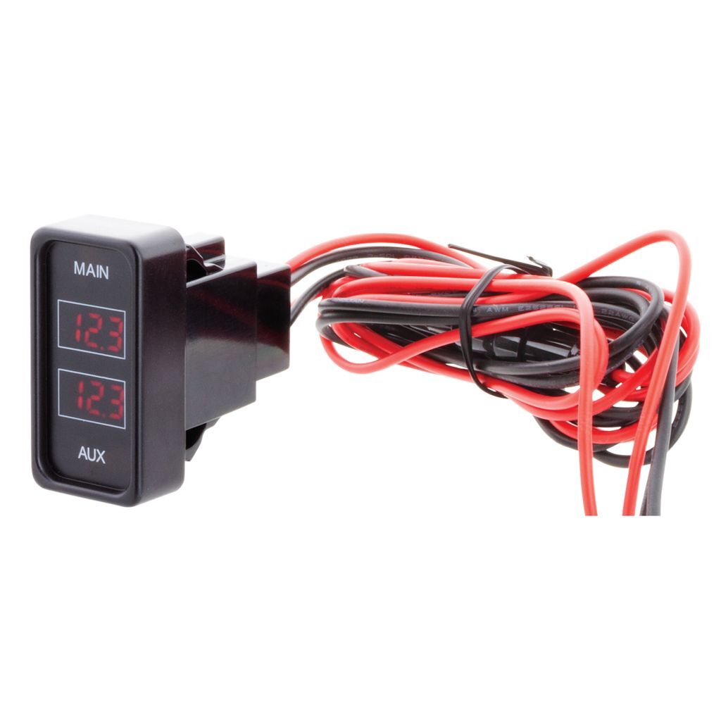 Rectangle Rocker Size Dual Voltmeter - Red (Bulk)