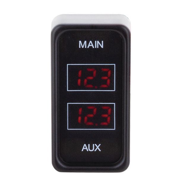 Rectangle Rocker Size Dual Voltmeter - Red (Bulk)