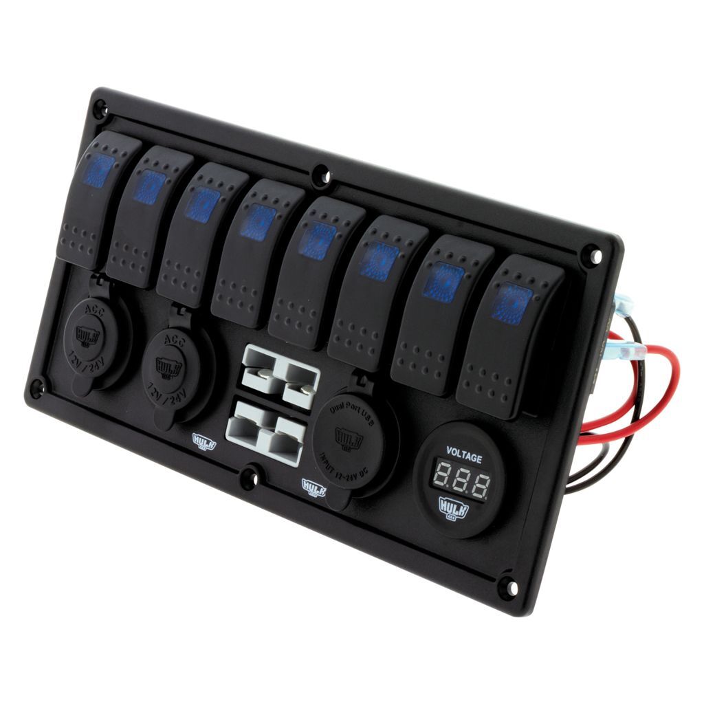 8 Way Switch Panel With 50A Plugs Acc Power Socket & Usb