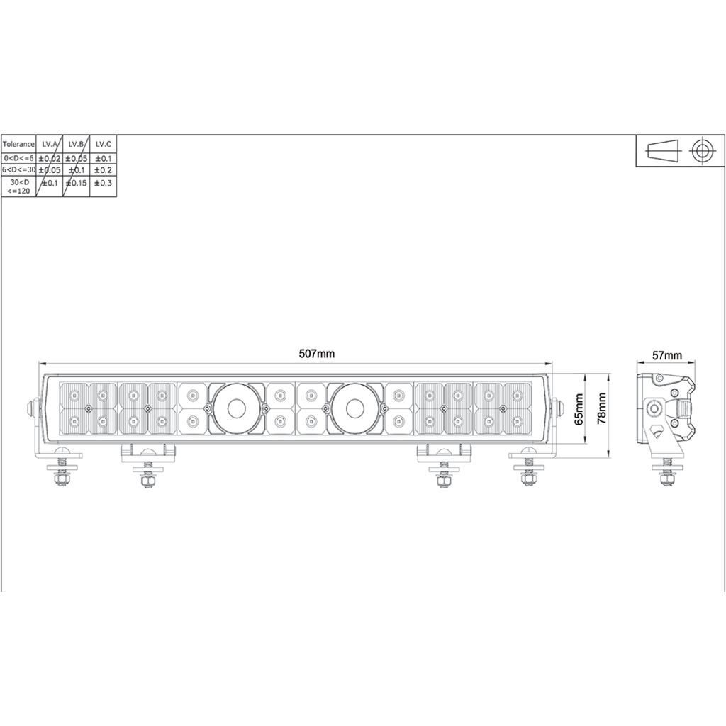 Laser Led Driving Lamp Lightbar Combo Beam 9-36V 136W 11,500 Lmns 507Mm Long