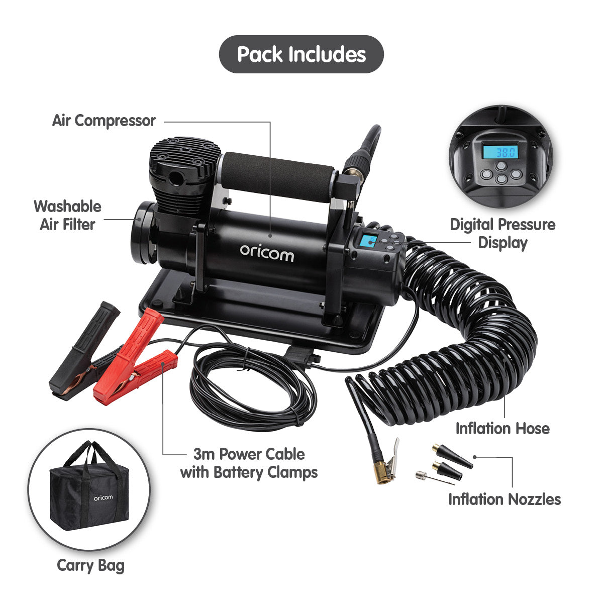 AIR20 Portable Air Compressor with Backlit Digital Display