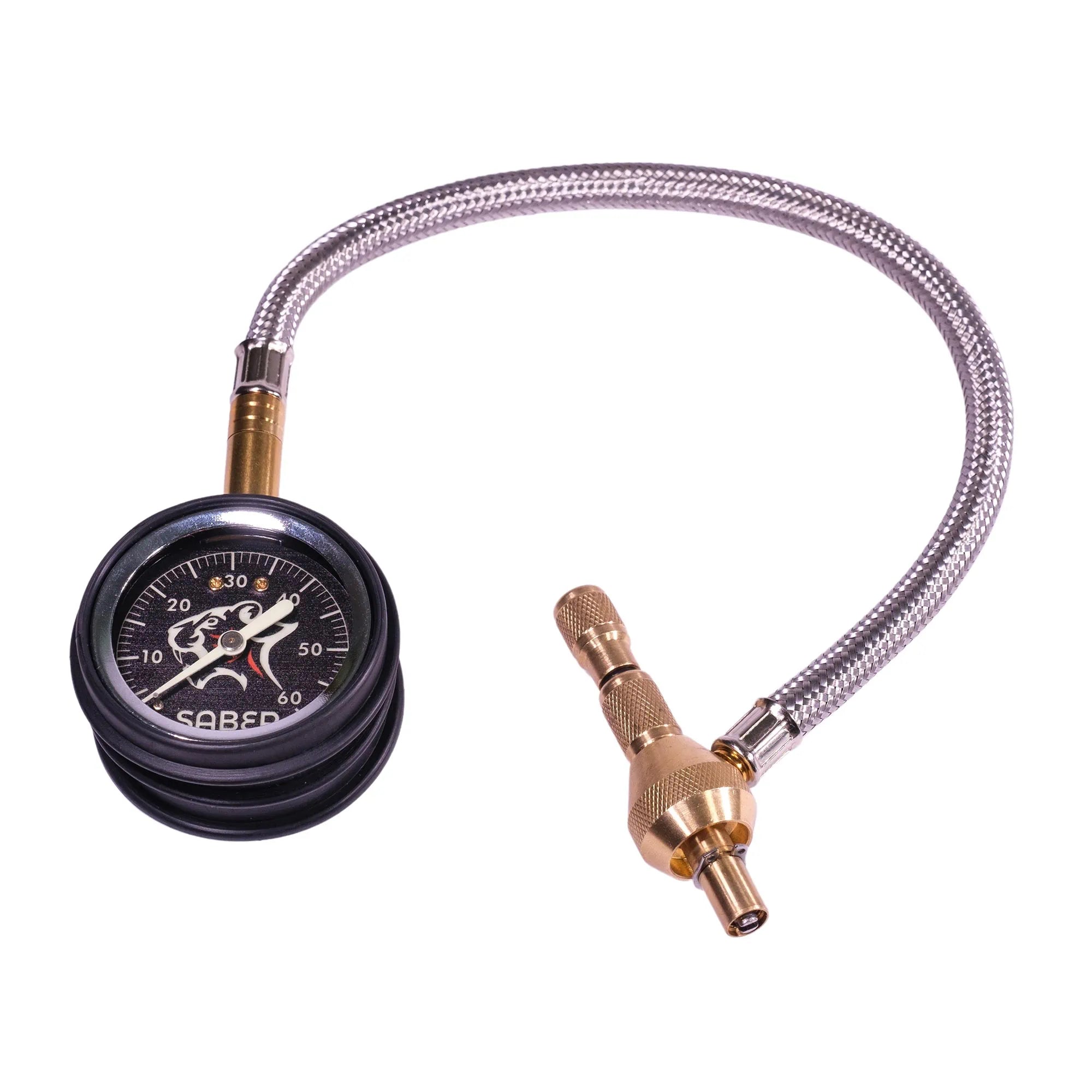 Quick Deflate Tyre Deflator with Glow in the Dark Face & Stainless Steel Braided Hose