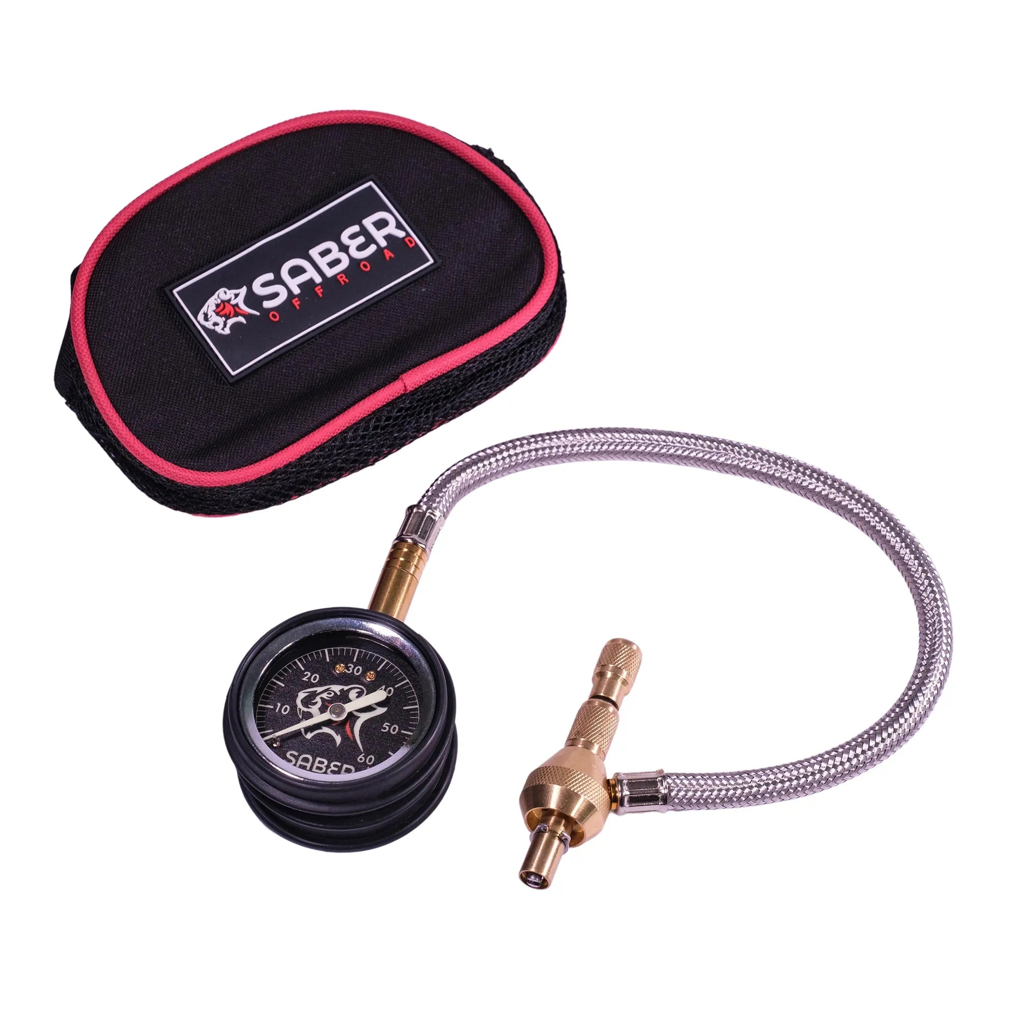 Quick Deflate Tyre Deflator with Glow in the Dark Face & Stainless Steel Braided Hose