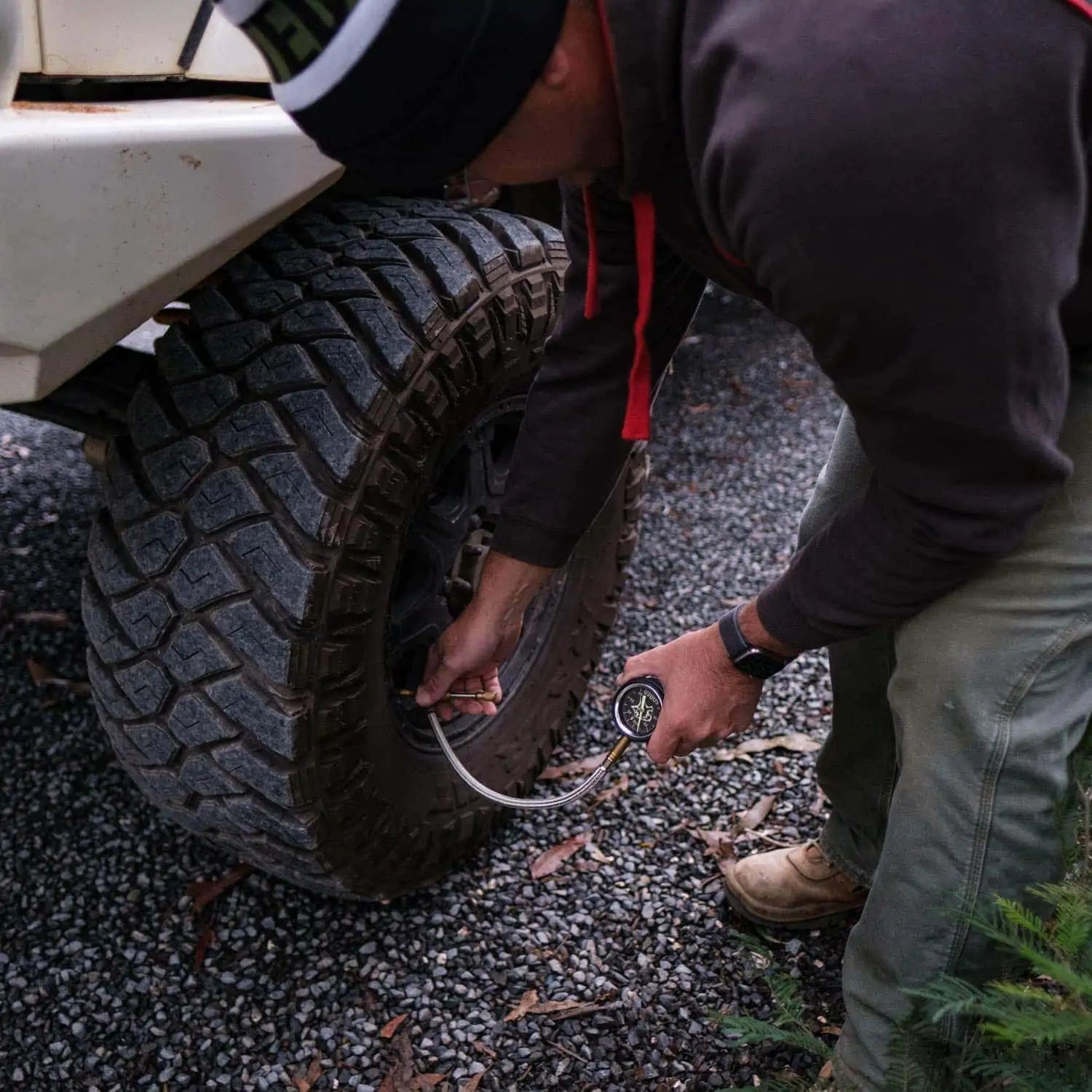 Quick Deflate Tyre Deflator with Glow in the Dark Face & Stainless Steel Braided Hose