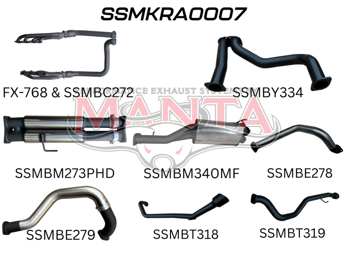 Manta - DT RAM1500 5.7L V8 3in Twin Full Exhaust, with Extractors and Cats, and 5in Black tips - (SSMKRA0007)