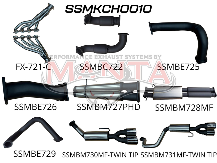 Manta - Chevrolet Silverado 1500 6.2L V8 Full Exhaust With HPC Coated Extractors & Cats, quad tips (SSMKCH0010) - (SSMKCH0010)
