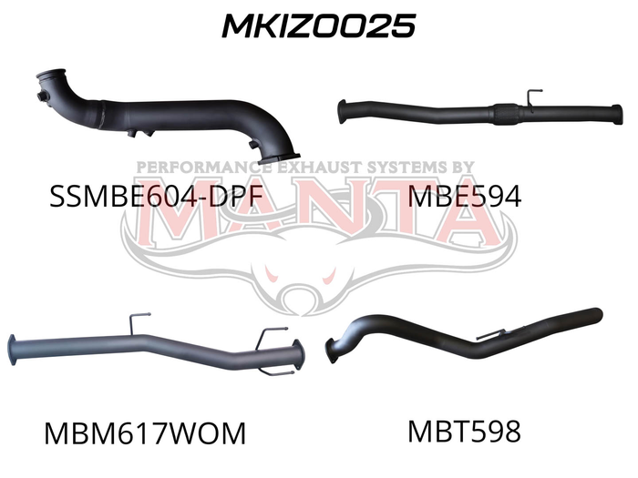 Manta - DMAX 2020 ON 3.0L TURBO BACK WITHOUT CAT & WITHOUT MUFFLER - (MKIZ0025)