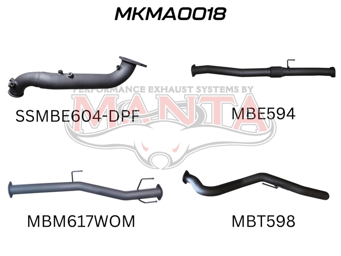 Manta - BT50 2020 ON 3.0L TURBO BACK WITHOUT CAT & WITHOUT MUFFLER (MKMA0018) - (MKMA0018)