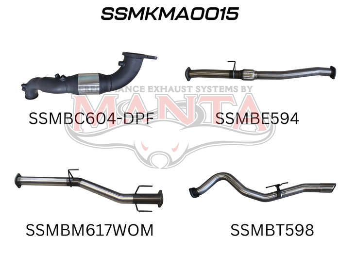 Manta - BT50 2020 ON 3.0L TURBO BACK WITH CAT & WITHOUT MUFFLER (SSMKMA0015) - (SSMKMA0015)