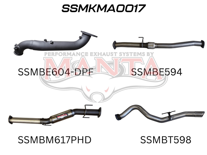 Manta - BT50 2020 ON 3.0L TURBO BACK WITHOUT CAT & WITH HOTDOG (SSMKMA0017) - (SSMKMA0017)