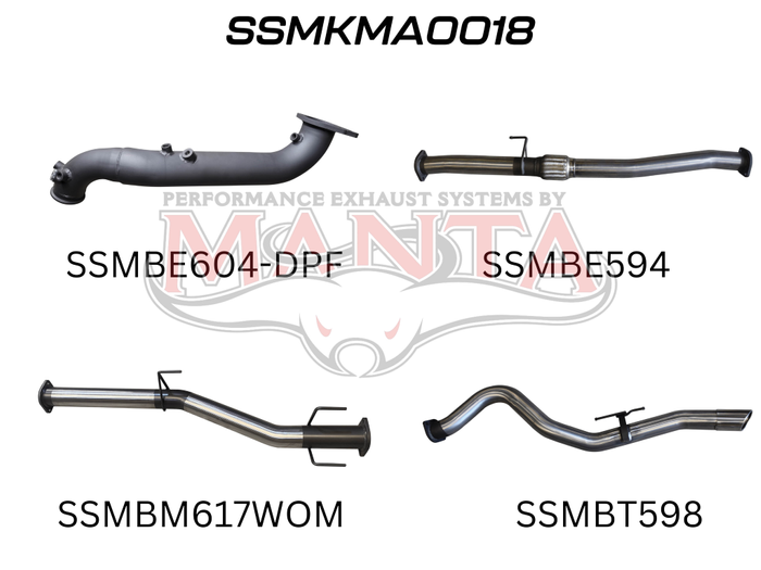 Manta - BT50 2020 ON 3.0L TURBO BACK WITHOUT CAT & WITHOUT MUFFLER (SSMKMA0018) - (SSMKMA0018)
