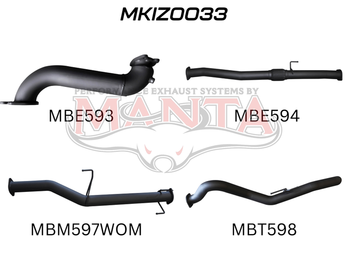 Manta - DMAX 2012 on 3.0L Without Cat & Without Muffler - (MKIZ0033)