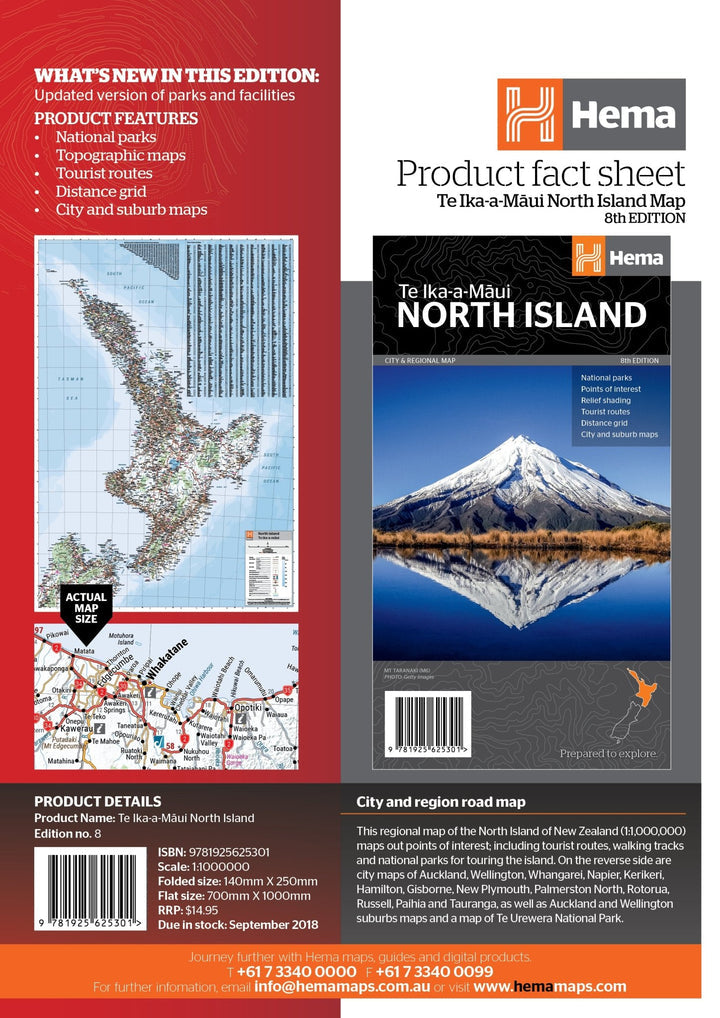 North Island New Zealand Map (8th Edition)