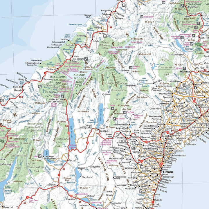 South Island New Zealand Map (Te Waipounamu) (8th Edition)