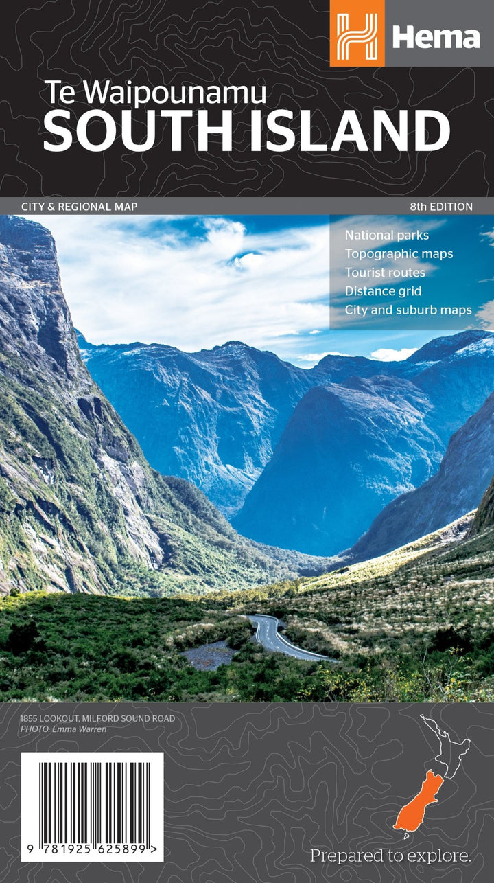 South Island New Zealand Map (Te Waipounamu) (8th Edition)