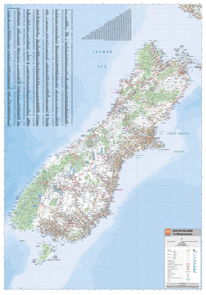 South Island New Zealand Map (Te Waipounamu) (8th Edition)