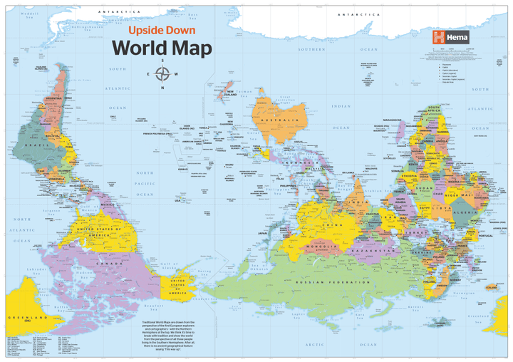 Upside Down World in Envelope Folded Map (2nd Edition)