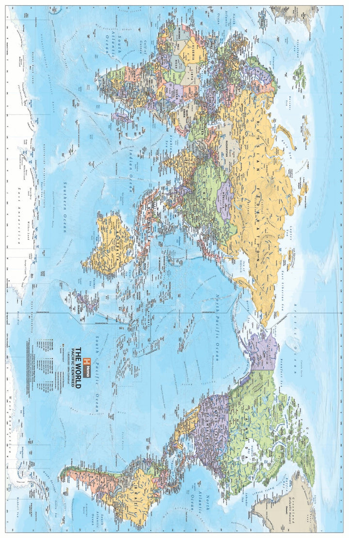 World Political Pacific Centred Map (14th Edition)