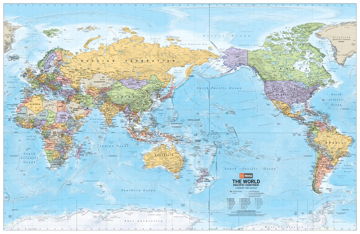 World Political Pacific Centred Map (14th Edition)
