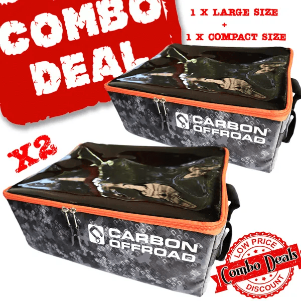 2 x Carbon Gear Cube Storage and Recovery Bag Combo - Compact and large size - Carbon Offroad