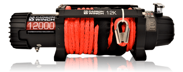 24 VOLT Carbon 12K 12000lb Electric winch with synthetic rope - Carbon Offroad