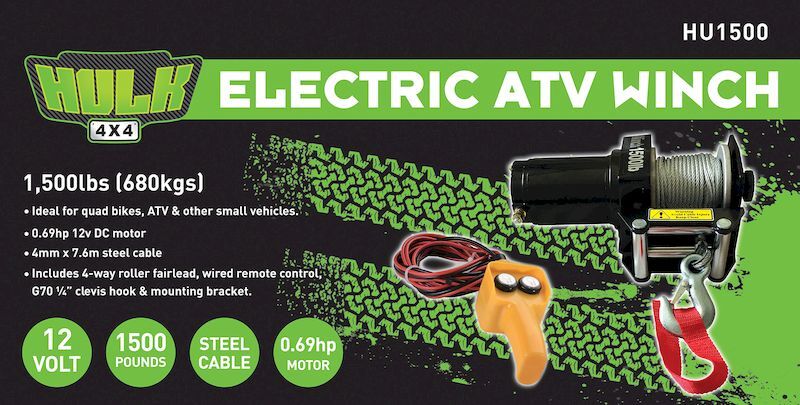 Electric Atv Winch 1500Lbs (680Kg)
