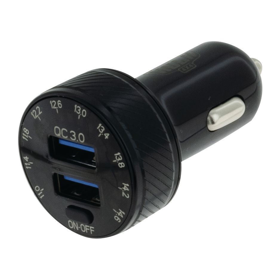 Dual Usb In Car Socket Charger Dual Qc3.0 With Voltmeter