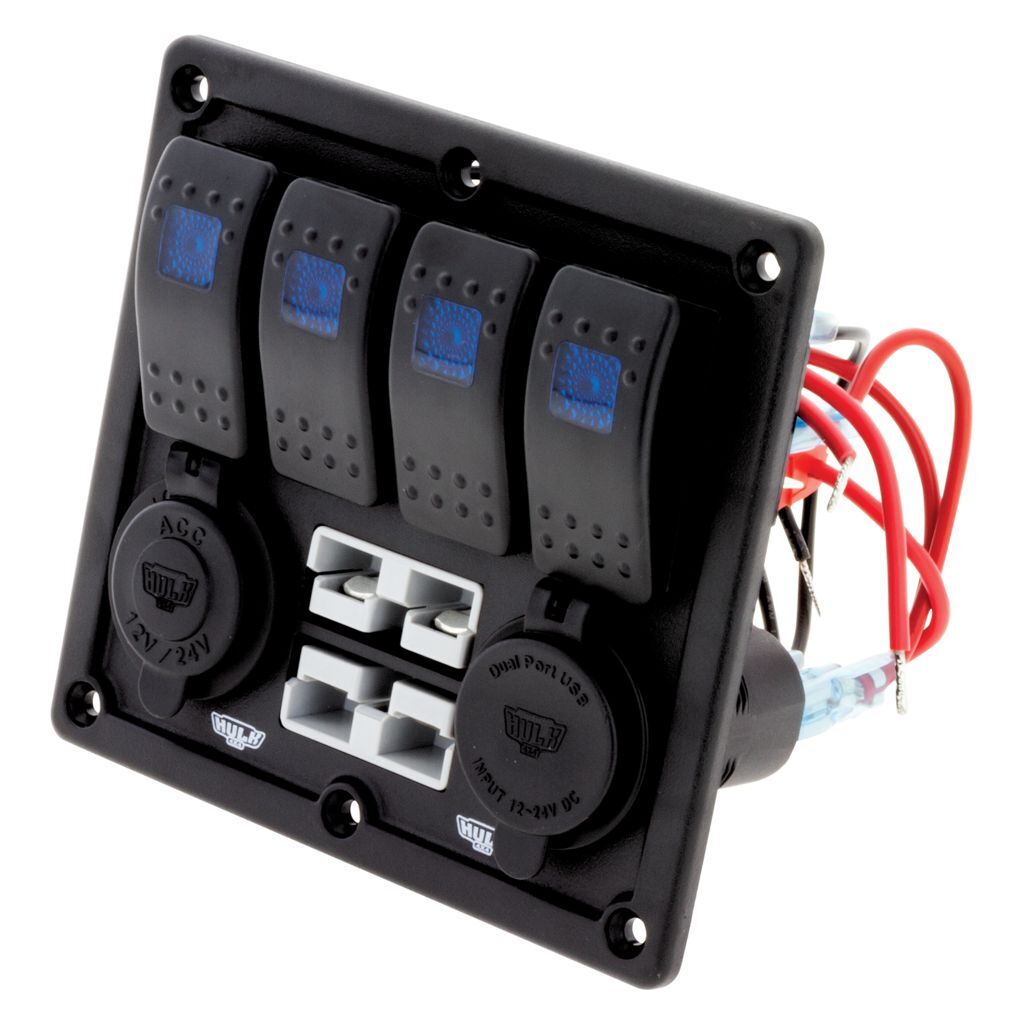 4 Way Switch Panel With 50A Plugs Acc Power Socket & Usb