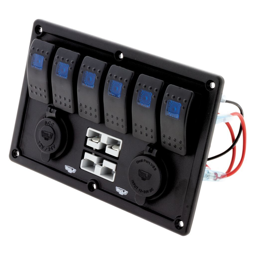 6 Way Switch Panel With 50A Plugs Acc Power Socket & Usb