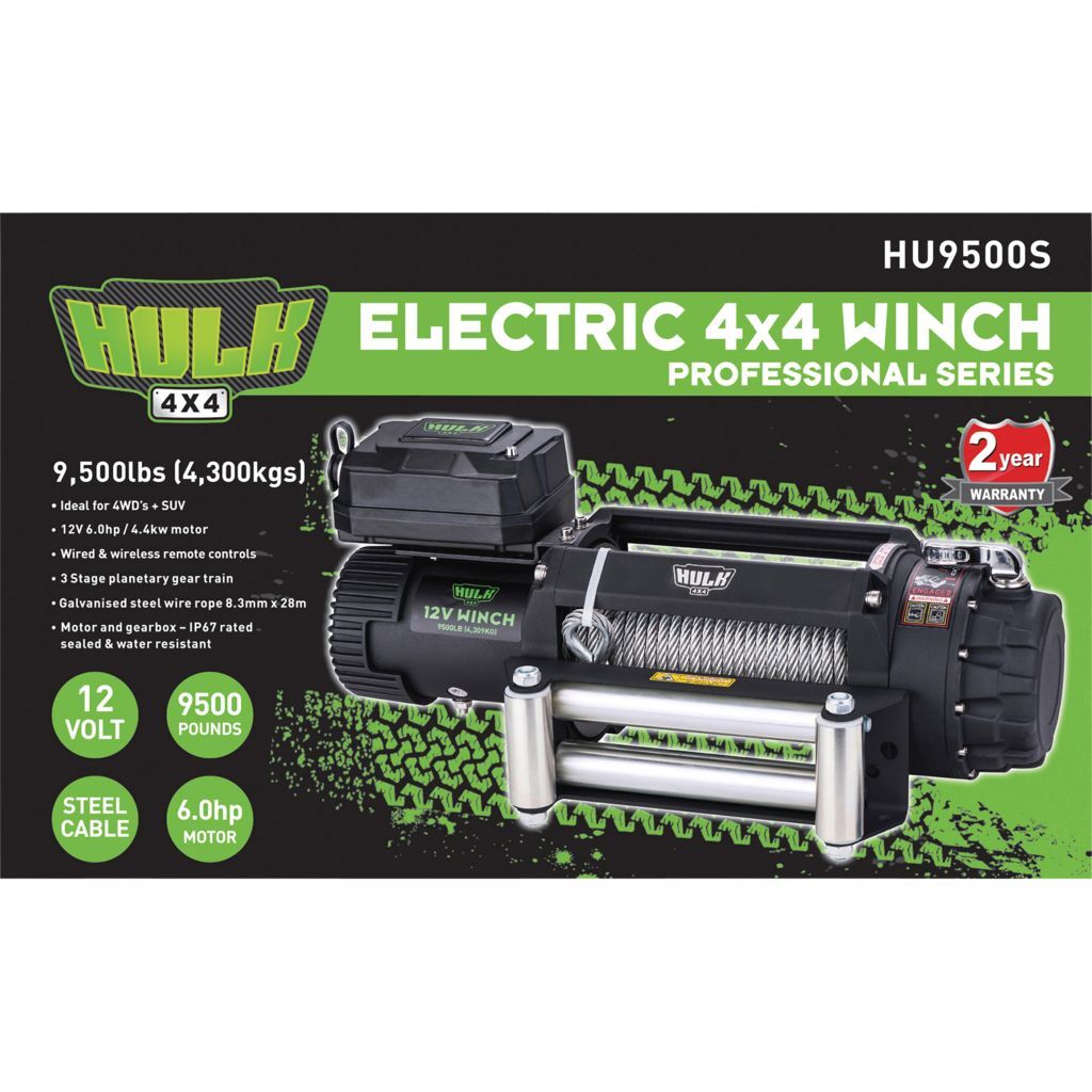 Electric 4X4 Winch Professional Series Steel Cable 9500Lbs (4300Kg)