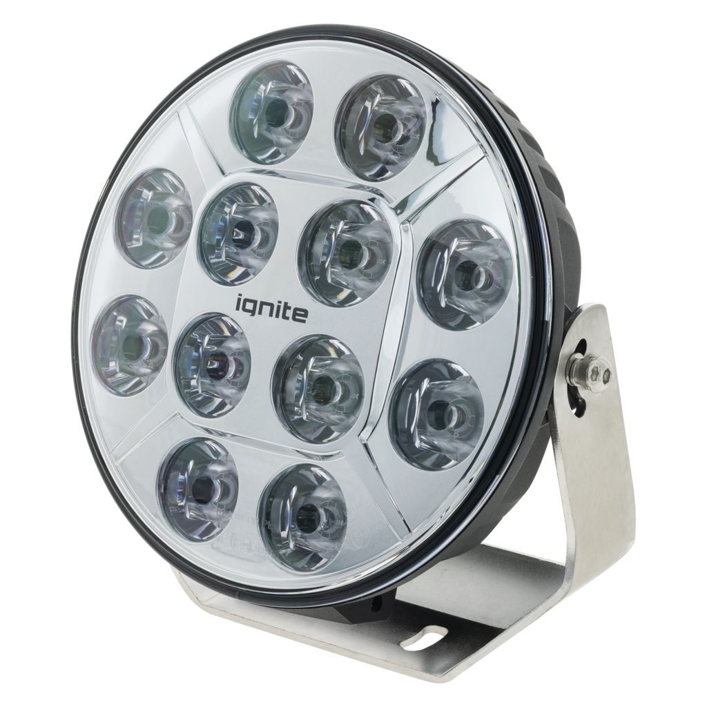 9" Led Driving Lamp Spot Beam 8 Deg 9-36V 120Watt Chrome Face 12 Leds 12,000 Lumens
